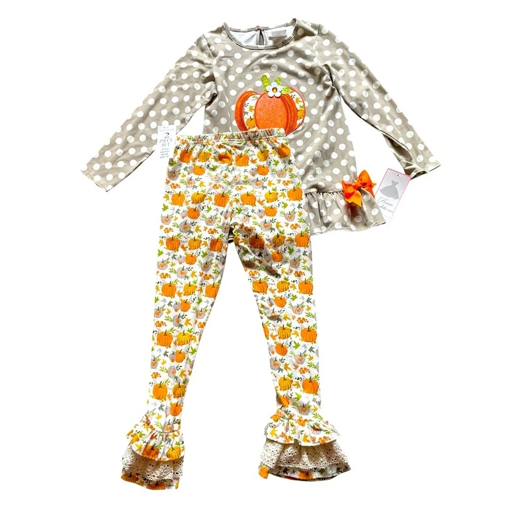 NWT Rare Editions Pumpkin Printed 2 Pcs Set for Girls size 10